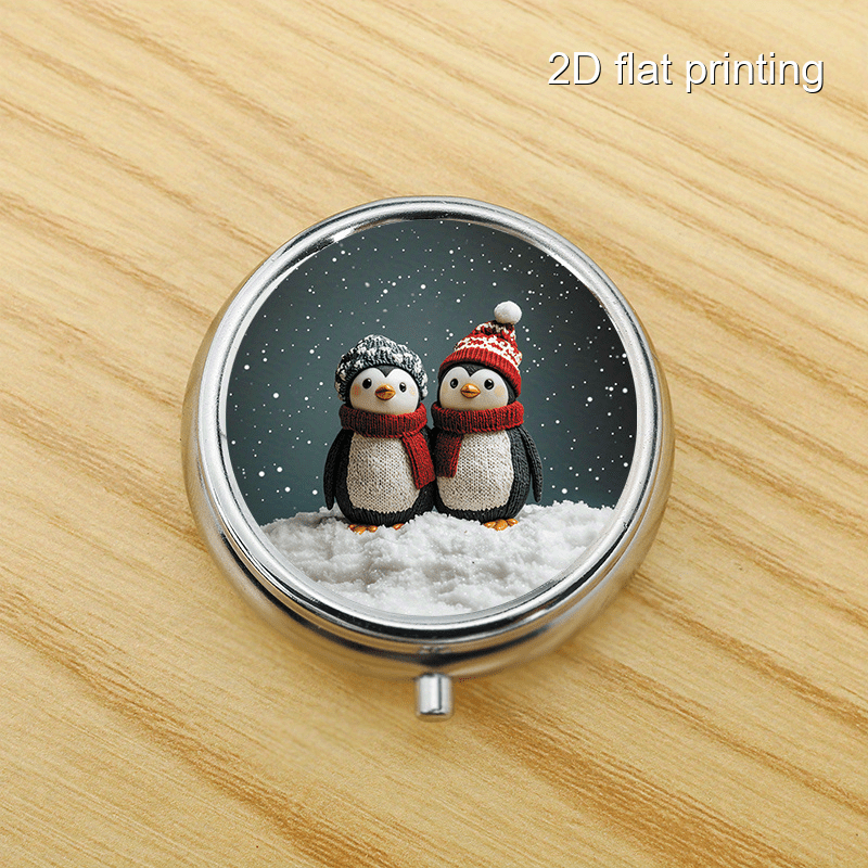 Travel Accessories As Gifts - 겨울 펭귄 7가지 패턴 원형 박스,