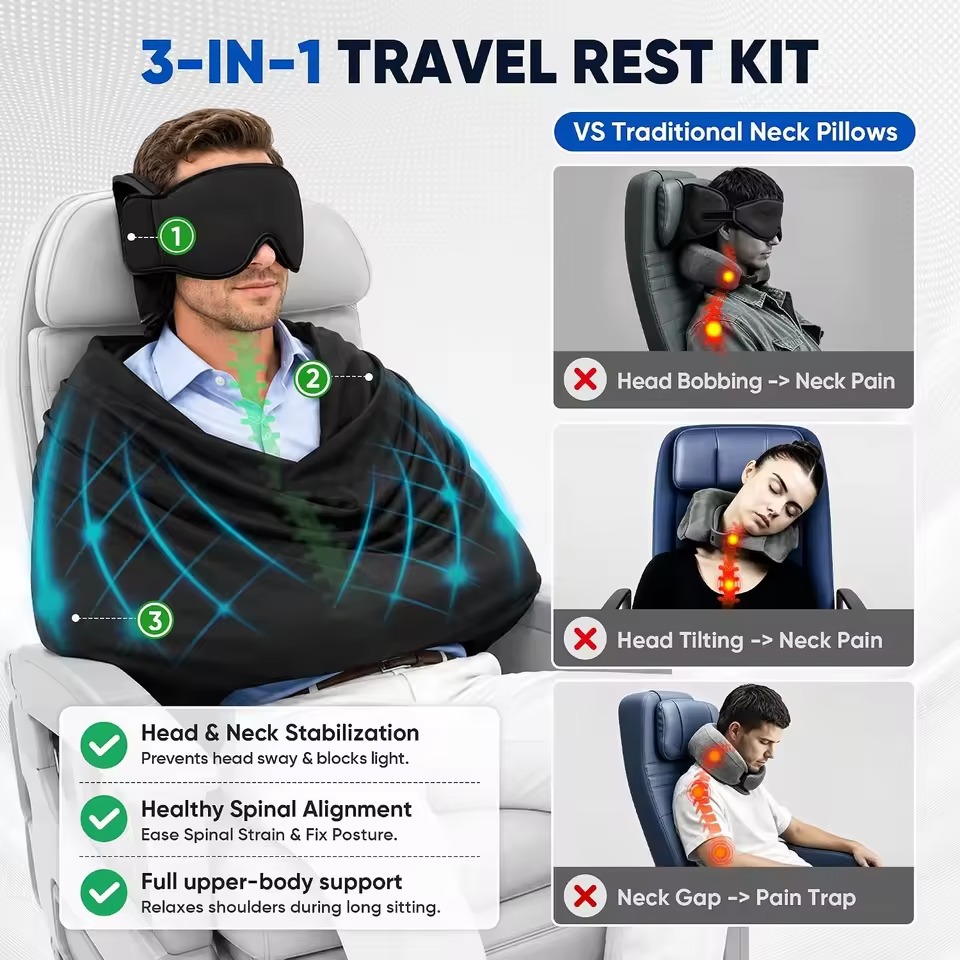 Travel Accessories Long Flight - 3-in-1 다기능 차량용 수면 시트: 메모리폼