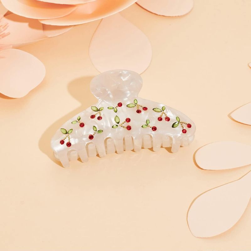 Travel Accessories Aesthetic - 체리 모양 헤어 클립 1개, 라인스톤