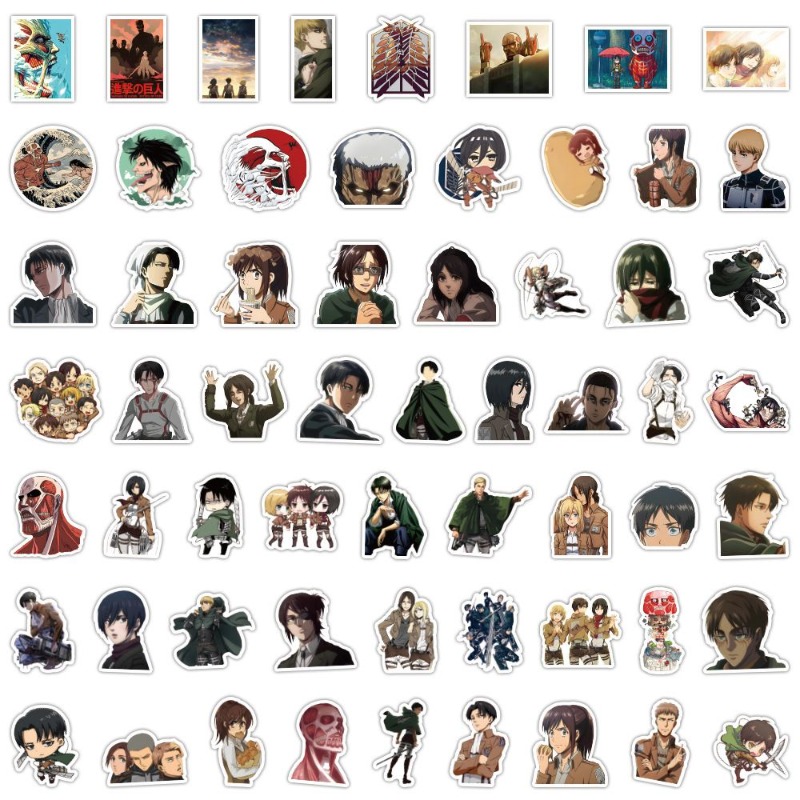 Luggage Cover Protector - 60Pcs 진격의 거인 애니메이션 스티커 귀여운