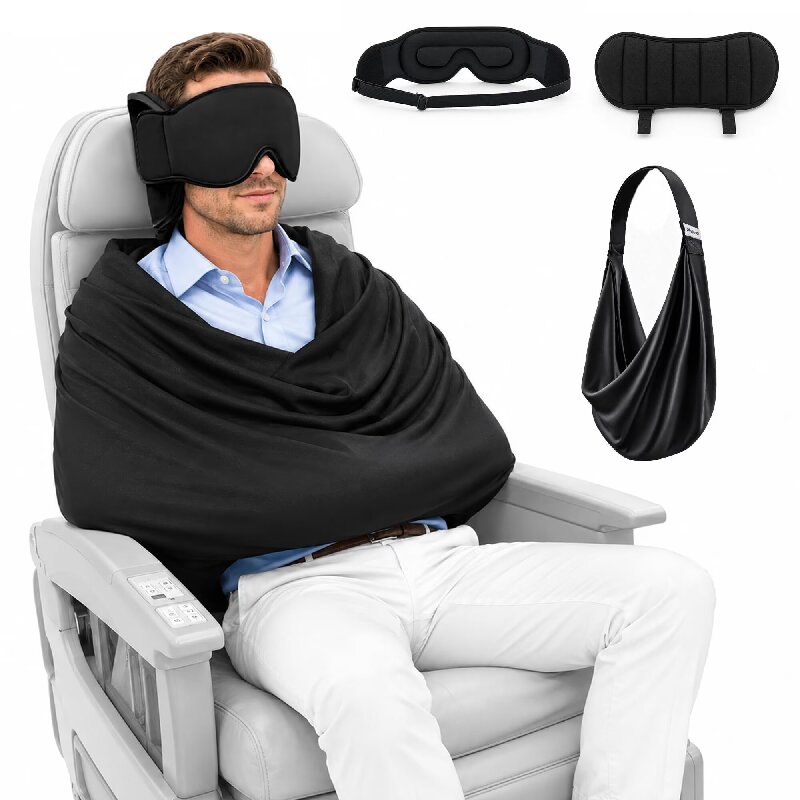 Travel Accessories Long Flight - 3-in-1 비행기용 수면 키트: 메모리폼 비행기용