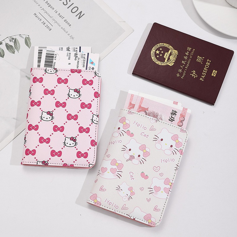 Travel Accessories India - 헬로 키티 여성 여권 커버 PU