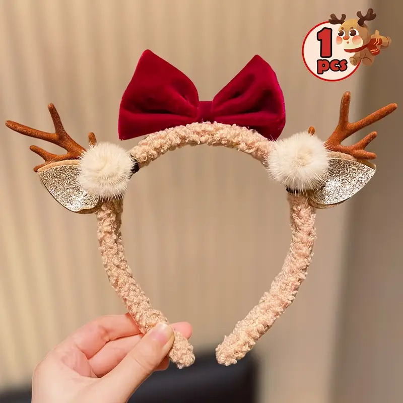 1. 크리스마스 테마의 뿔 장식 리본 헤어 액세서리,  - Travel Accessories As Gifts 리뷰 및 가격
