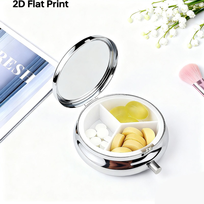 1개입 휴대용 평면형 원형 금속 알약 케이스로, 화려한 - Travel Accessories As Gifts 리뷰 및 가격