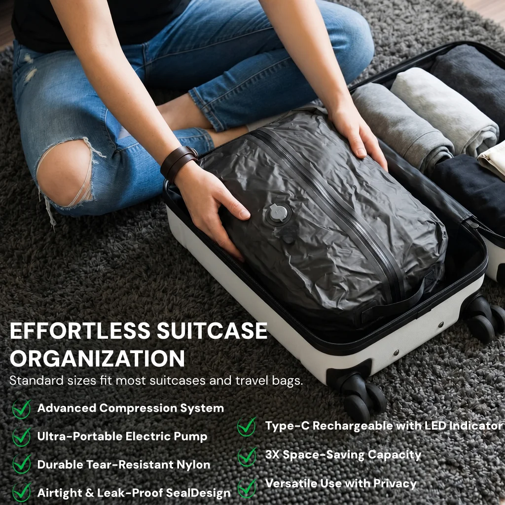 진공 압축 보관 가방, 방수 공간 절약형 의류 포장 큐 - Travel Accessories Organizer Bag 리뷰 및 가격