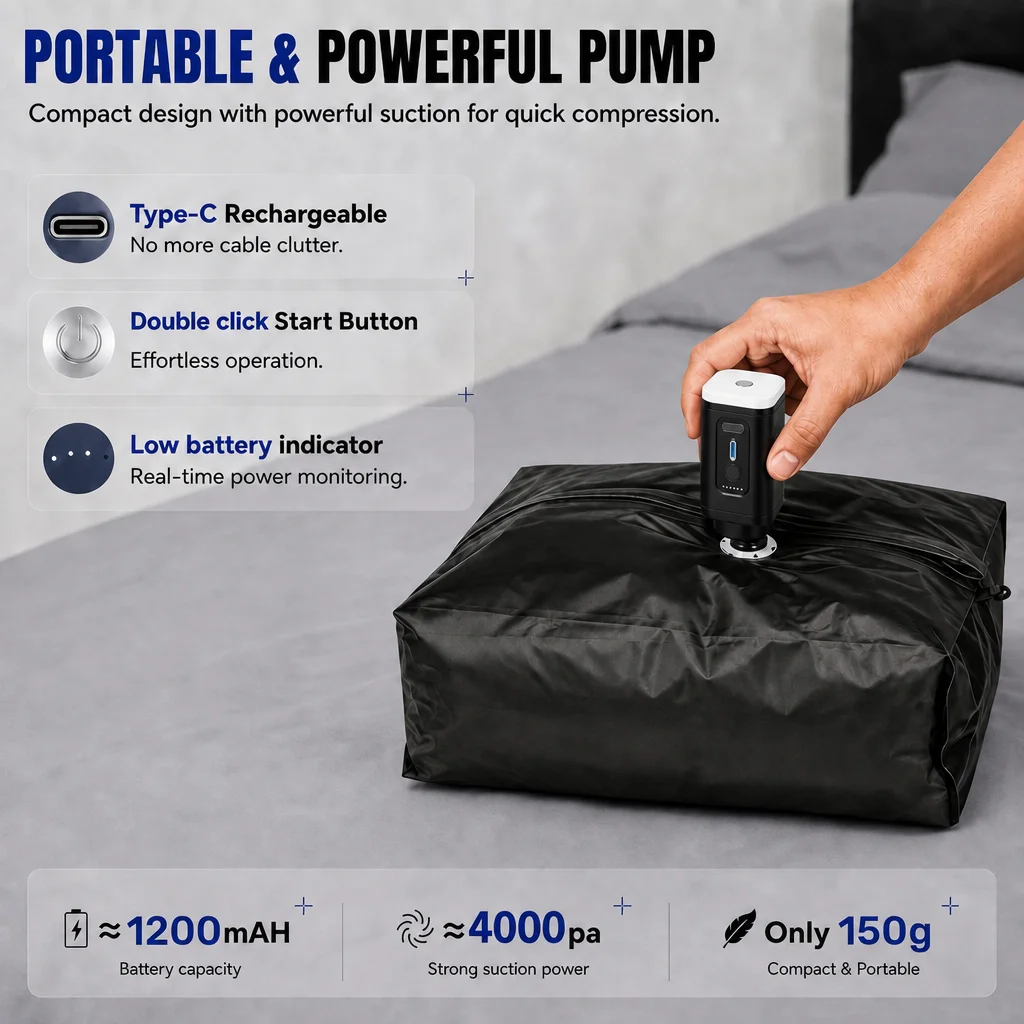 진공 압축 보관 가방, 방수 공간 절약형 의류 포장 큐 - Travel Accessories Organizer Bag 리뷰 및 가격
