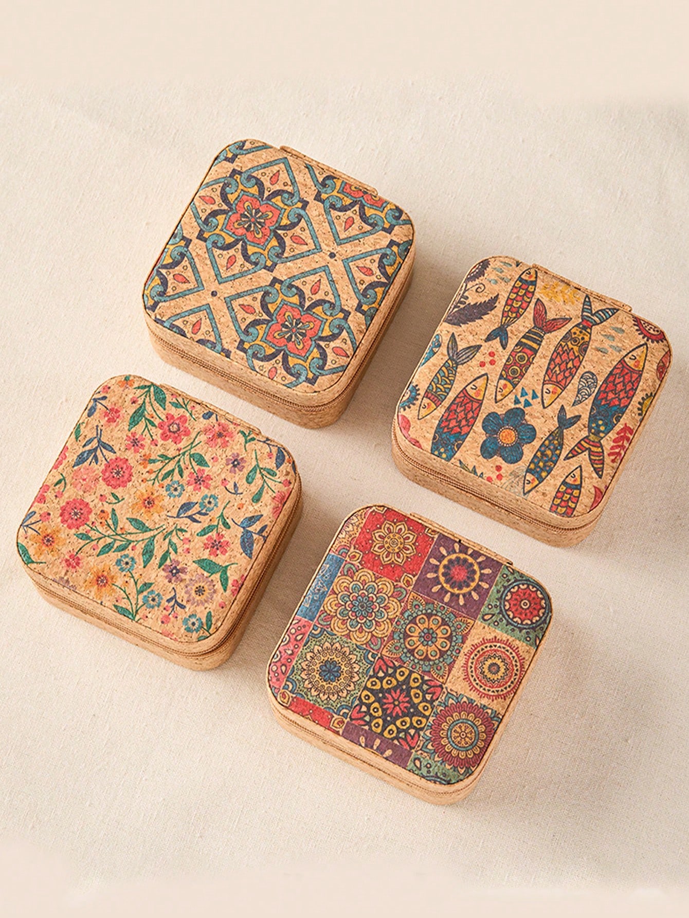 정사각형 빈티지 보헤미안 패턴 여행용 보석 케이스 귀걸 - Travel Accessories Jewelry 리뷰 및 가격