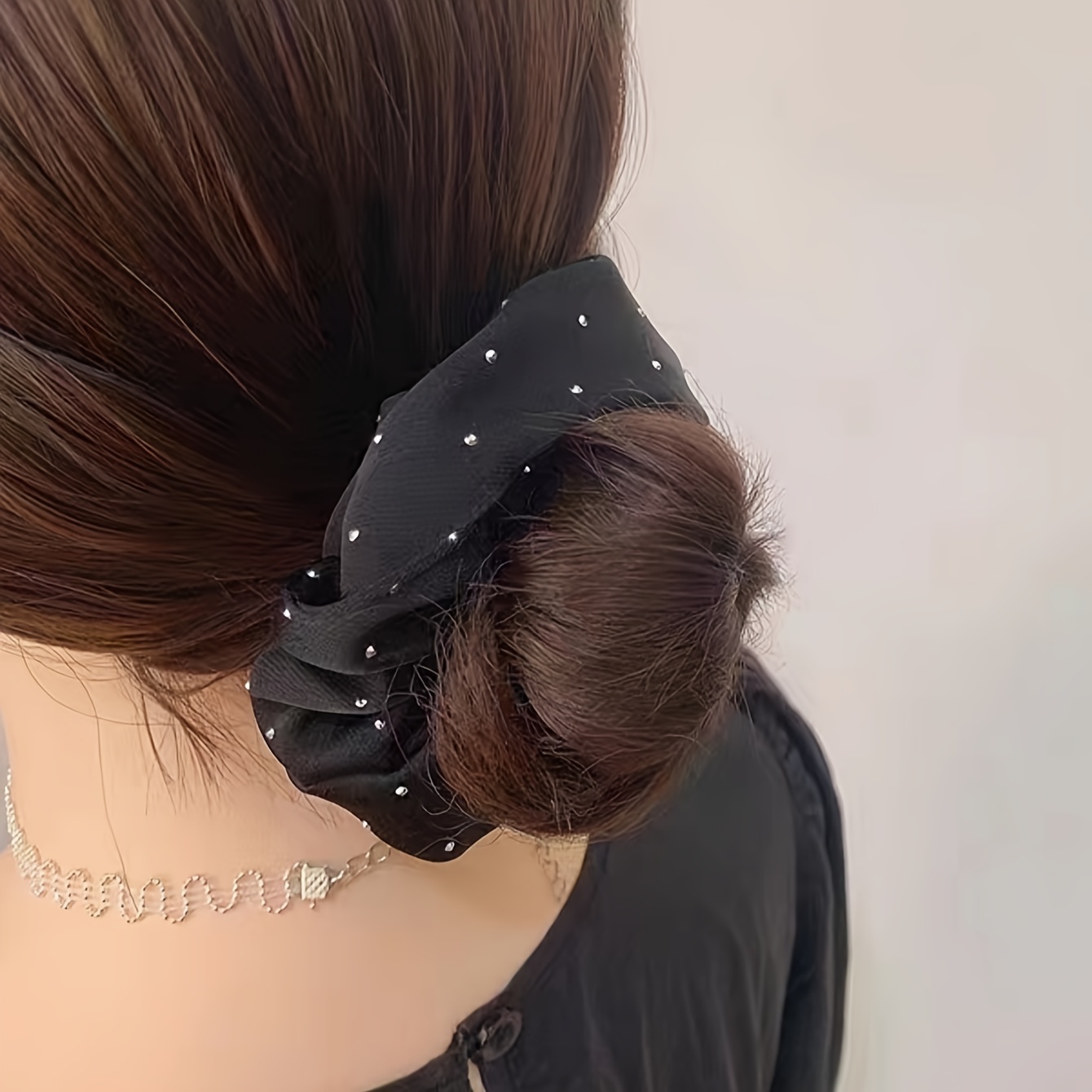 모조 다이아몬드 장식 새틴 스크런치, 포니테일 헤어 액 - Travel Accessories Aesthetic 리뷰 및 가격