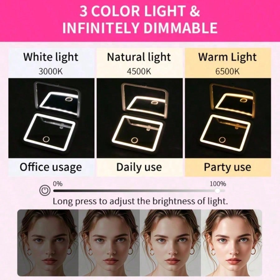 터치 스크린이 장착된 LED 화장 거울, 3가지 조명  - Travel Accessories As Gifts 리뷰 및 가격