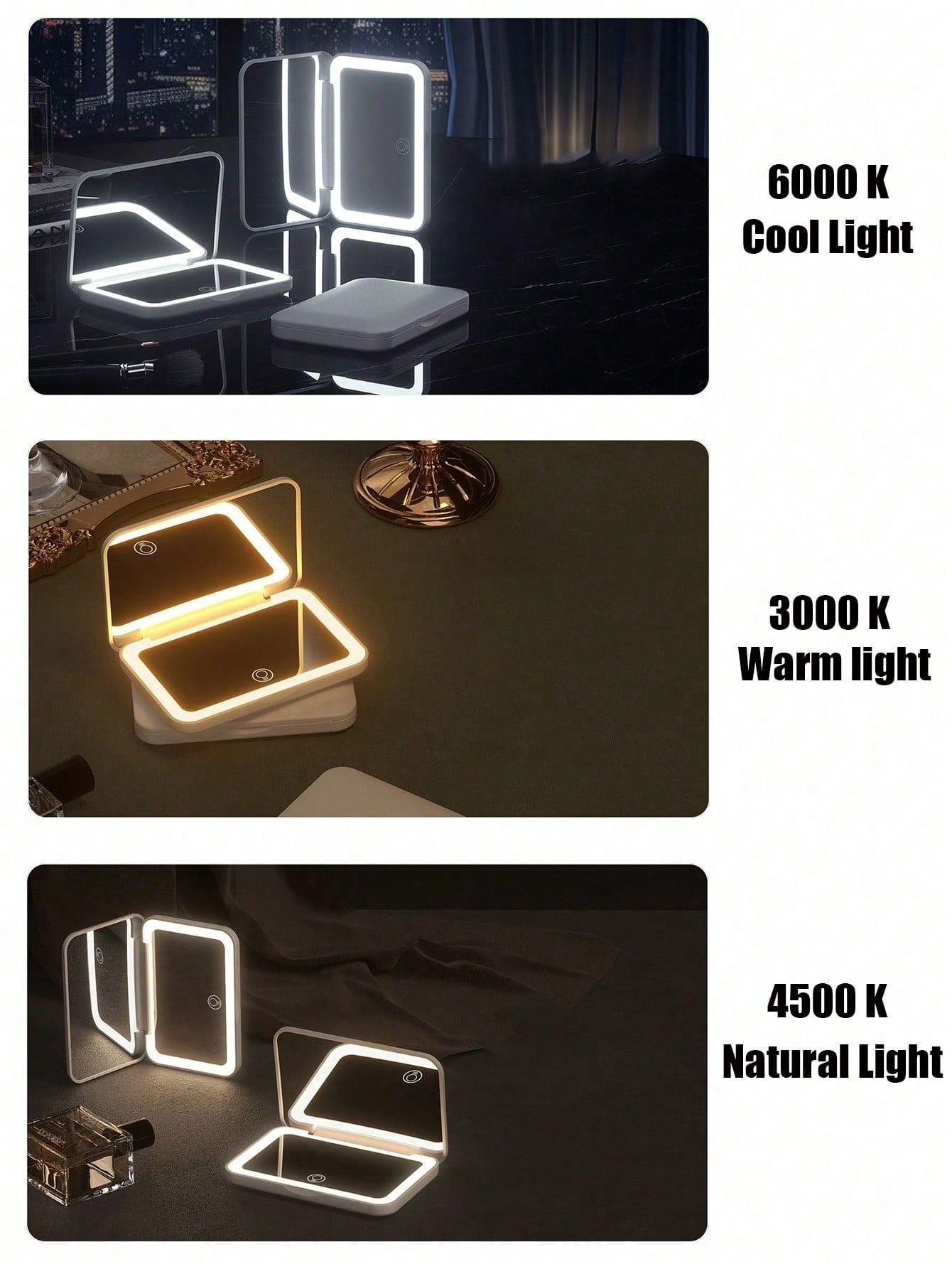 터치 스크린이 장착된 LED 화장 거울, 3가지 조명  - Travel Accessories As Gifts 리뷰 및 가격