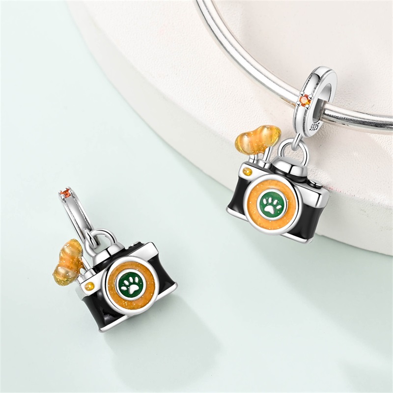 925 스털링 실버 빈티지 카메라 참 CZ 지르콘 비즈 - Travel Accessories India 리뷰 및 가격