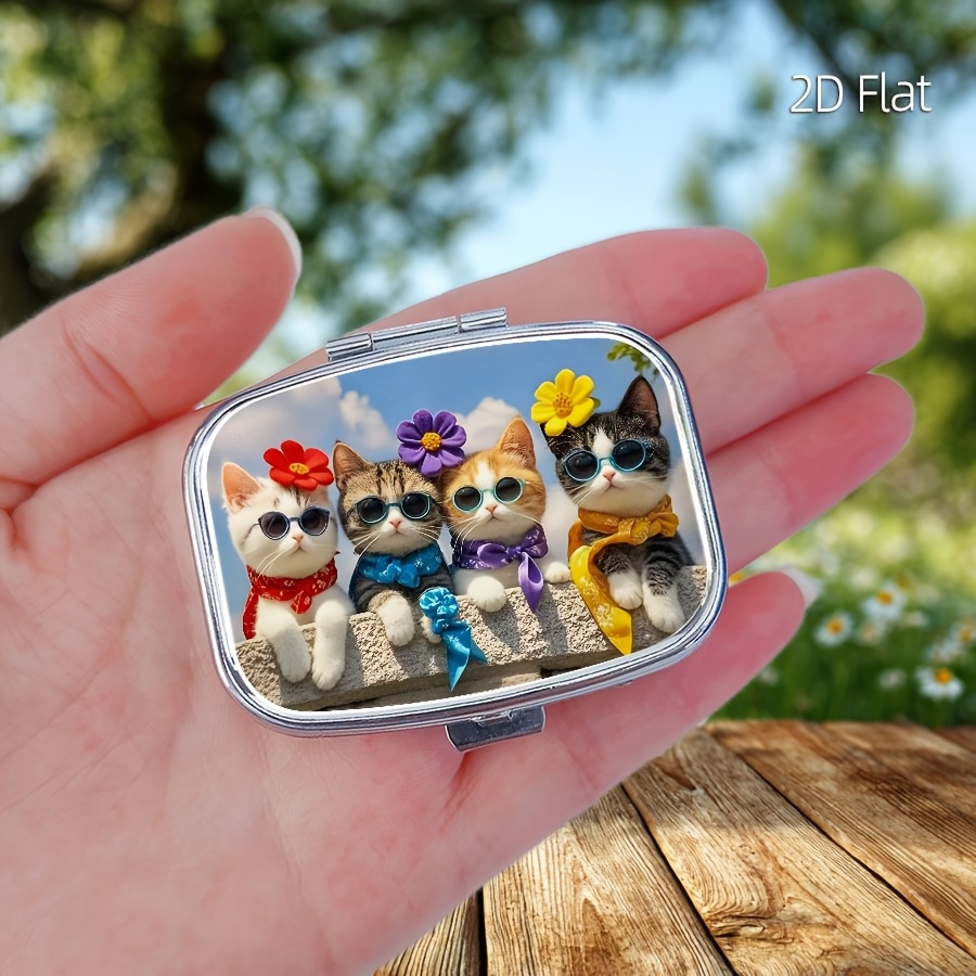 플랫 디자인, 귀여운 고양이 무늬 알약통 1개, 약 보 - Travel Accessories As Gifts 리뷰 및 가격